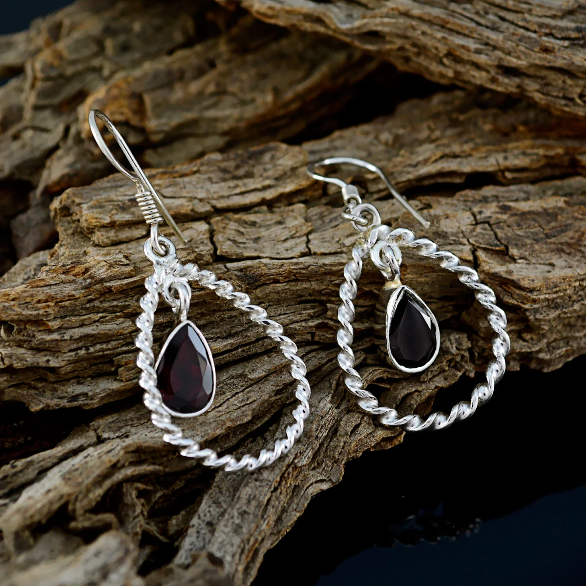 Garnet French Isabelle multiple Dangle Red 925 Sterling Silver Earring - Image 4
