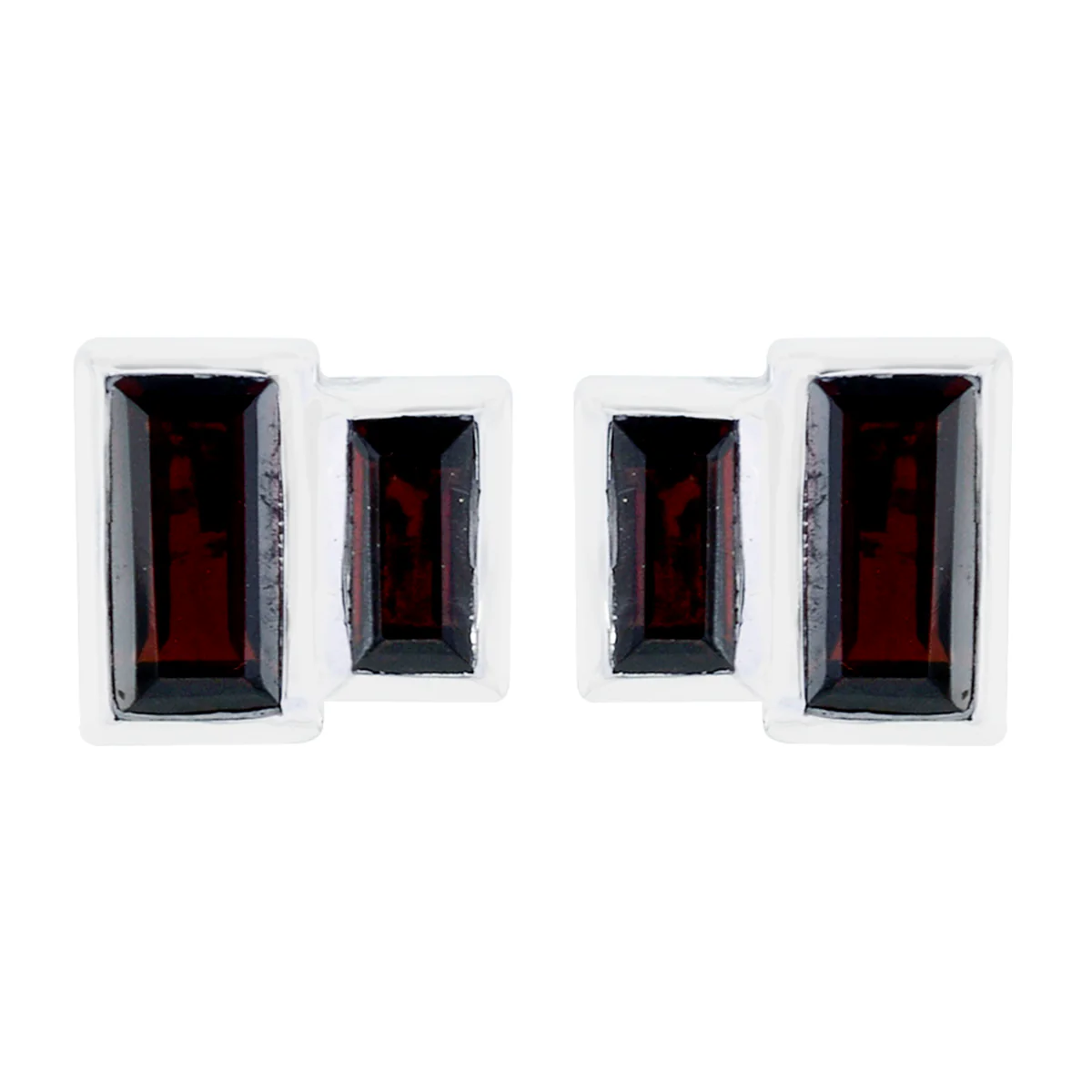 Garnet French Renata multiple Stud Red 925 Sterling Silver Earring