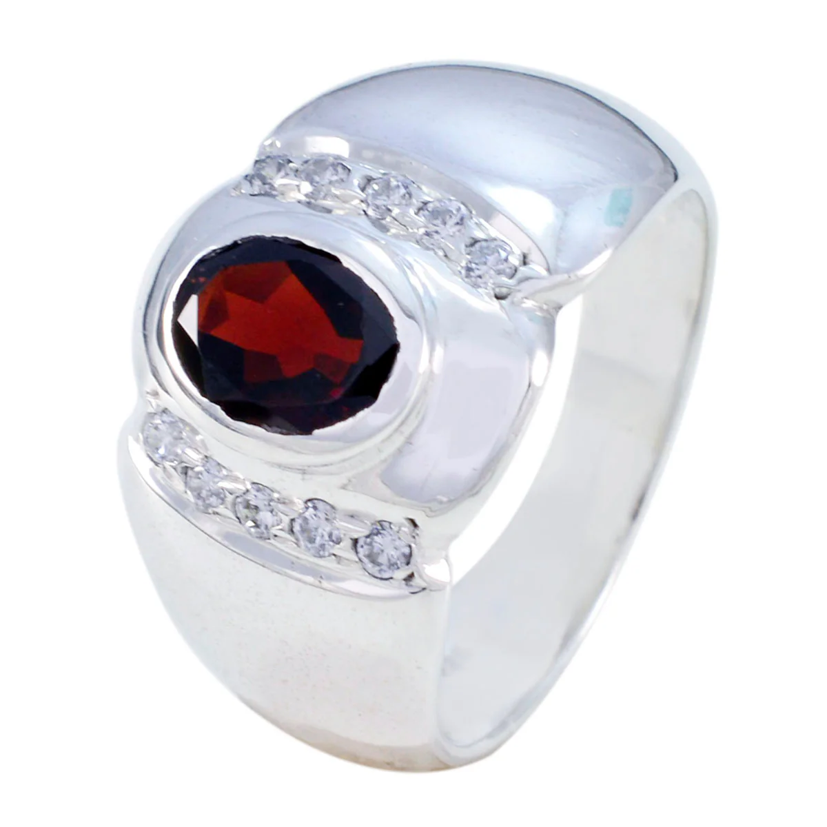 Garnet Halo African 925 Silver Red Gemstone Essential  Contemporary Ring Jewelry - Image 2