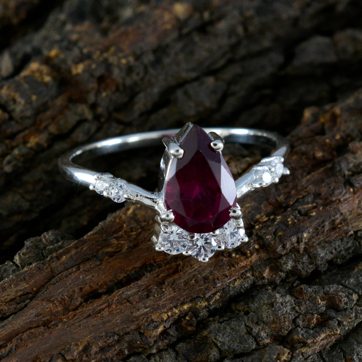 Garnet Halo Japanese 92.5 Silver Red Gemstones Delicate Contemporary Ring Jewellery - Image 3