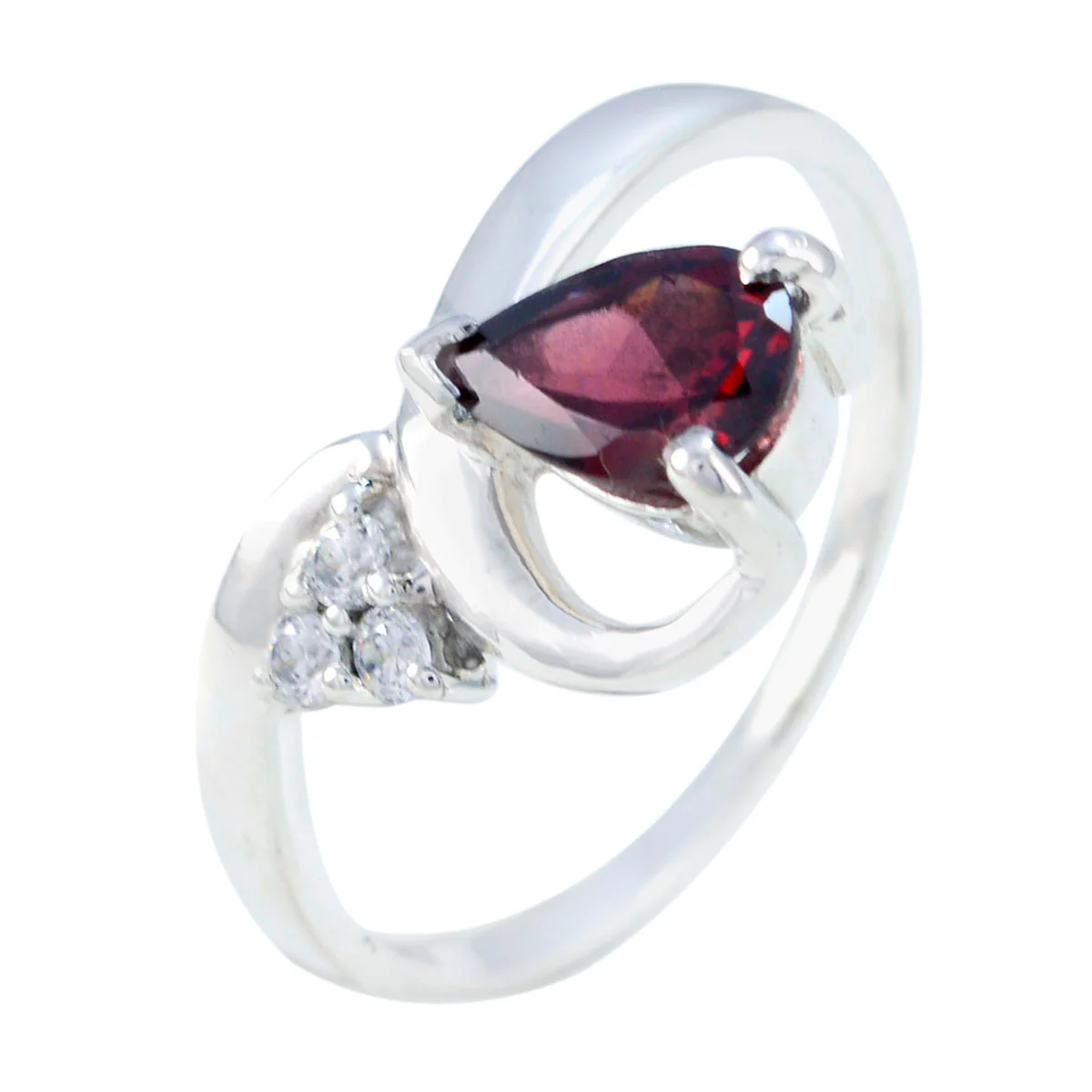 Garnet Halo Japanese 925 Sterling Silver Red Gemstone Whisper-thin Graceful Ring Jewellery - Image 2