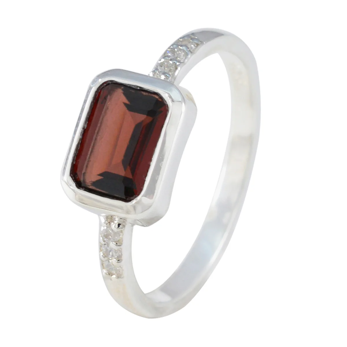 Garnet Halo Korean 925 Silver Red Gems Delicate Modern Ring Jewelry - Image 2