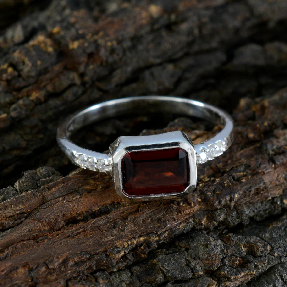 Garnet Halo Korean 925 Silver Red Gems Delicate Modern Ring Jewelry - Image 3