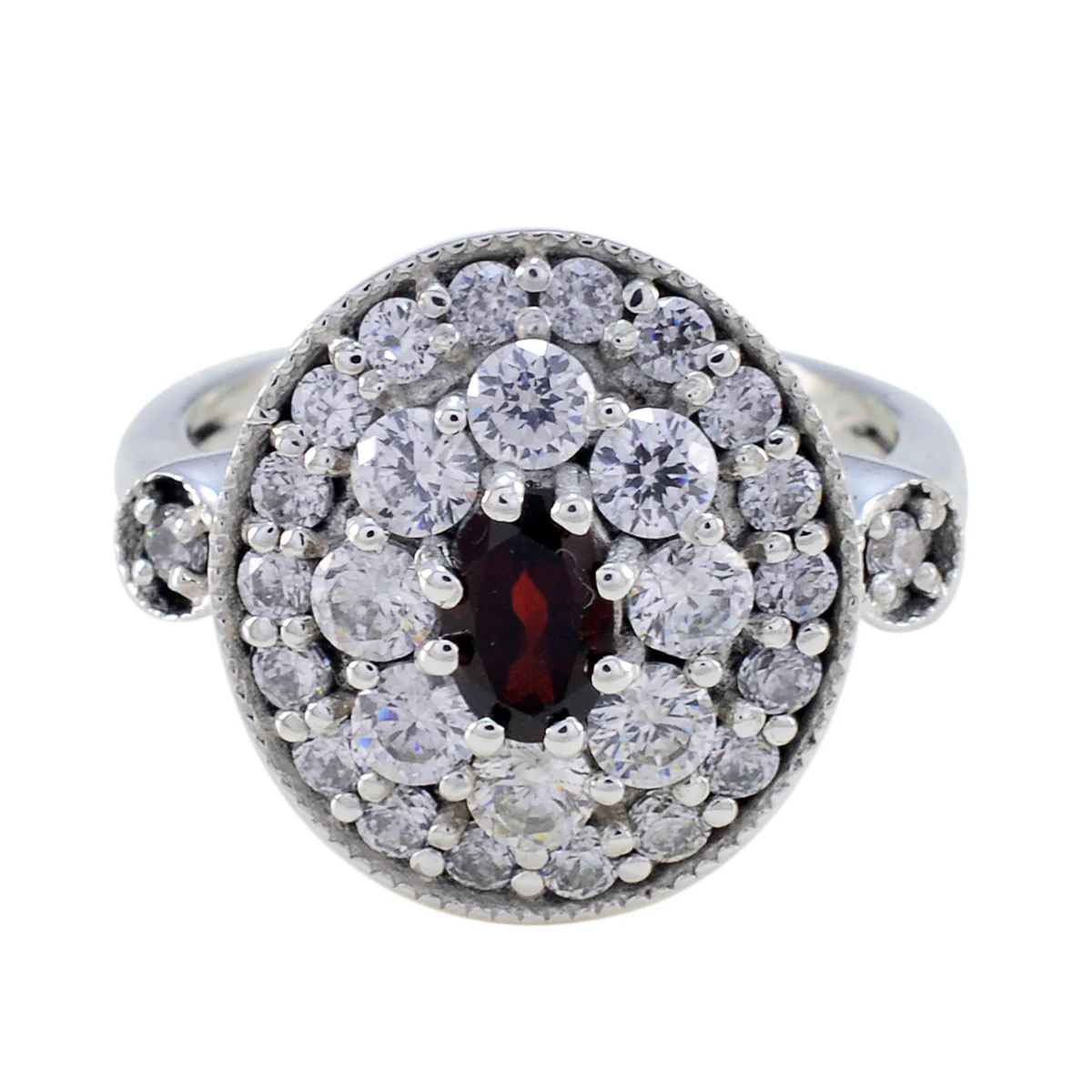 Garnet Halo Moroccan Sterling Silver Red Gemstone Minimal Cultural Ring Jewellery - Image 2