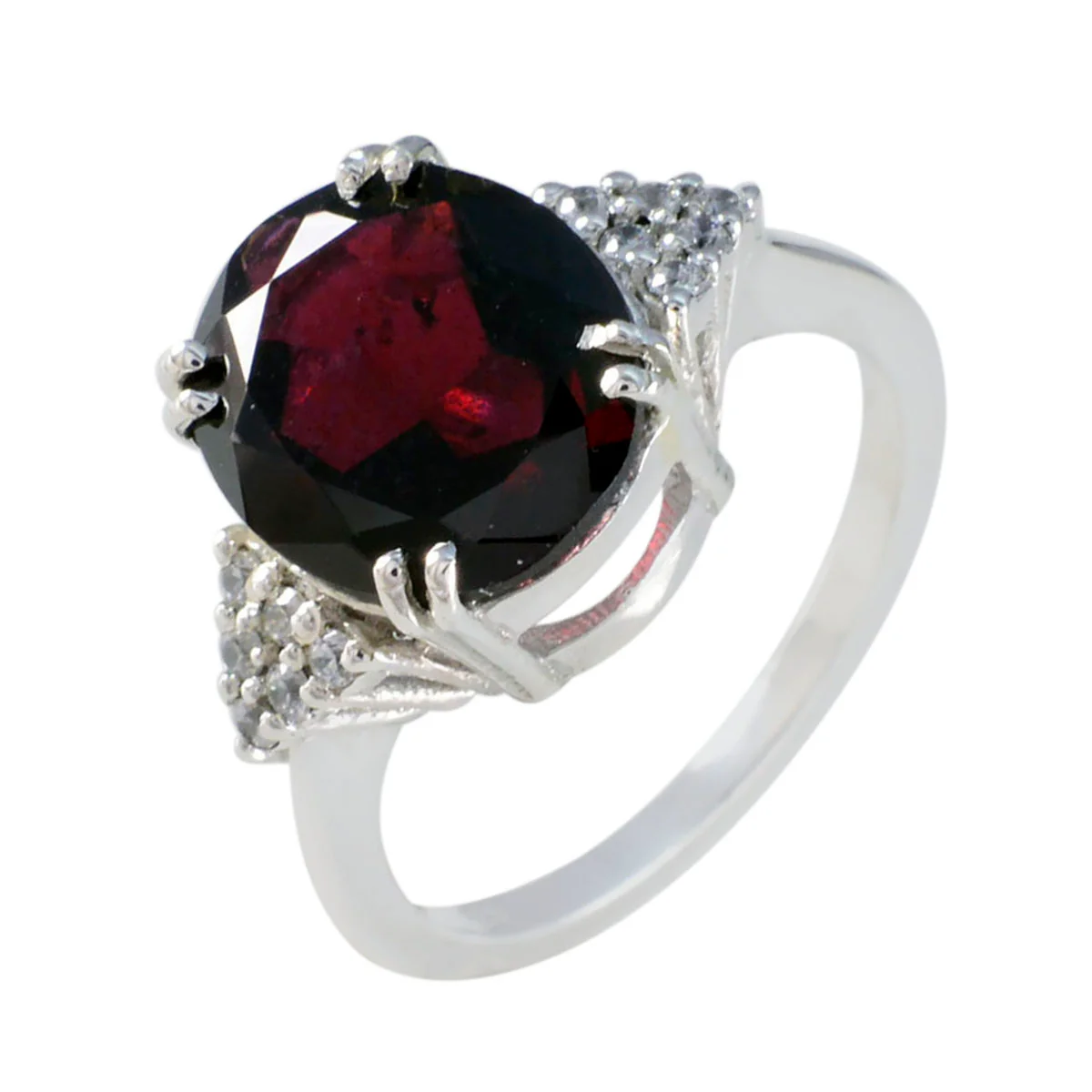 Garnet Halo Russian 925 Silver Red Gemstones Tiny Sophisticated Ring Jewellery - Image 2