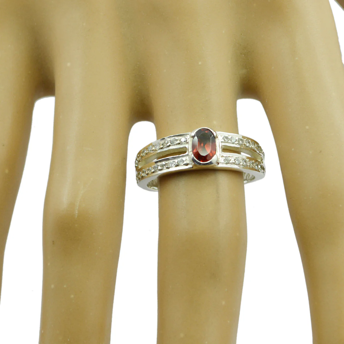 Garnet Halo Turkish 92.5 Silver Red Gemstones Whisper-thin Artisan Ring Jewellery - Image 2