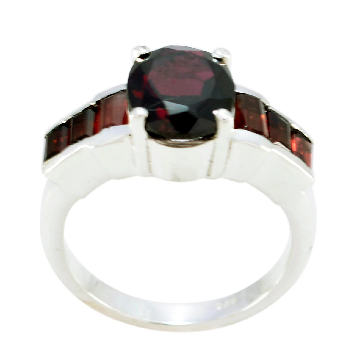 Garnet Hepta African Sterling Silver Red Gemstones Mid-weight Trendy Ring Jewelry - Image 2