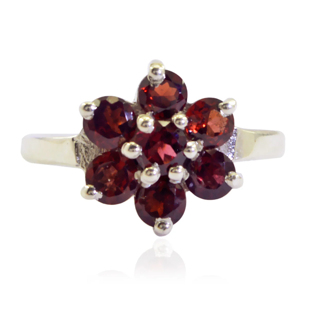 Garnet Hepta Moroccan Silver Red Gemstone Minimal Luxurious Ring Jewellery
