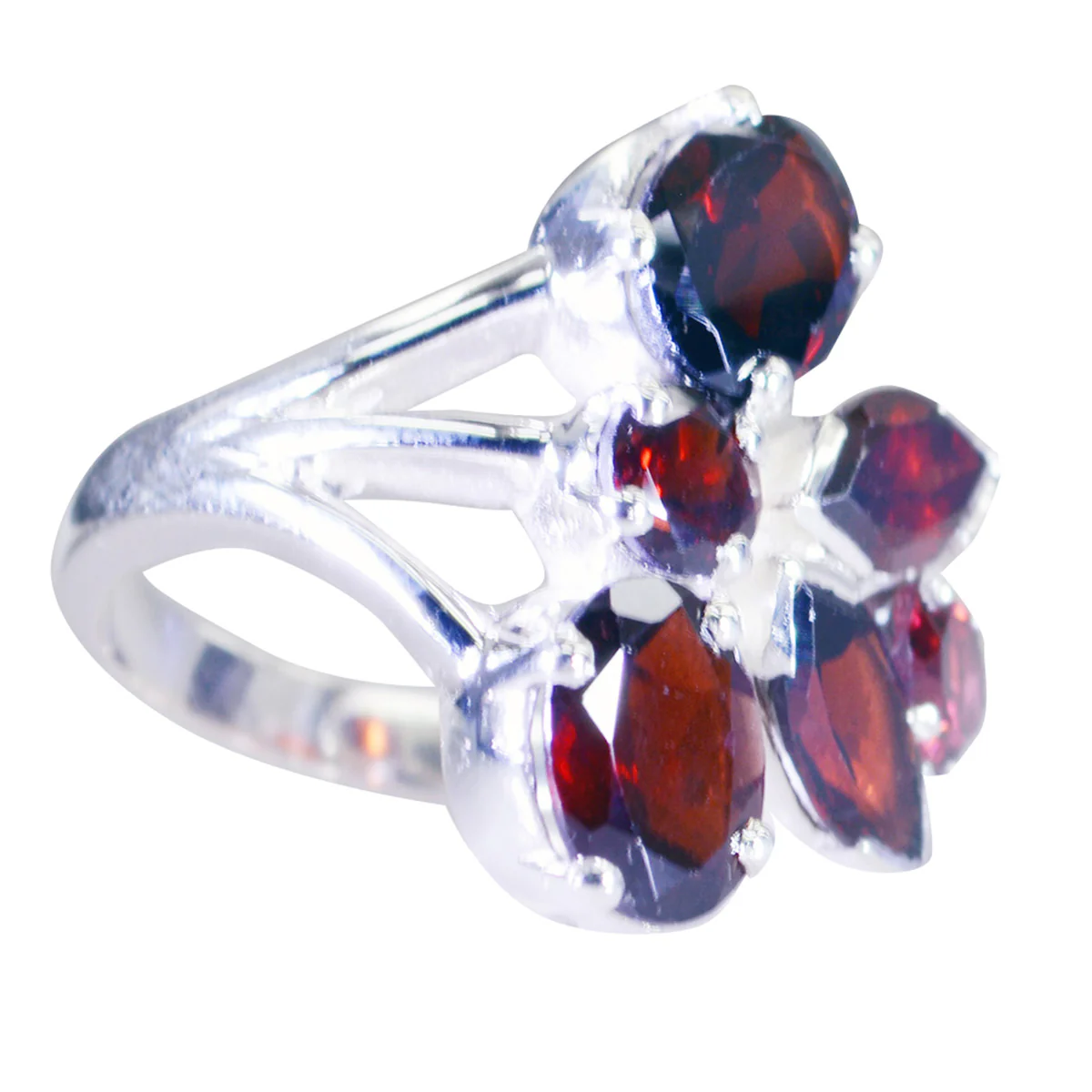 Garnet Hexa Egyptian Silver Red Gemstone Versatile Modern Ring Jewellery - Image 2