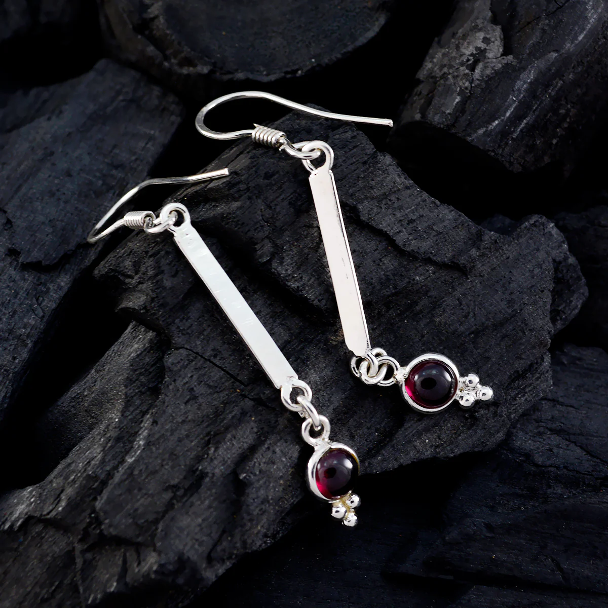 Garnet Italian Eliza multiple Dangle Red 925 Sterling Silver Earring - Image 2