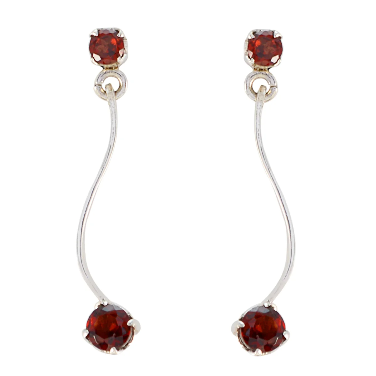 Garnet Japanese Ines multiple Stud Red Sterling Silver Earring