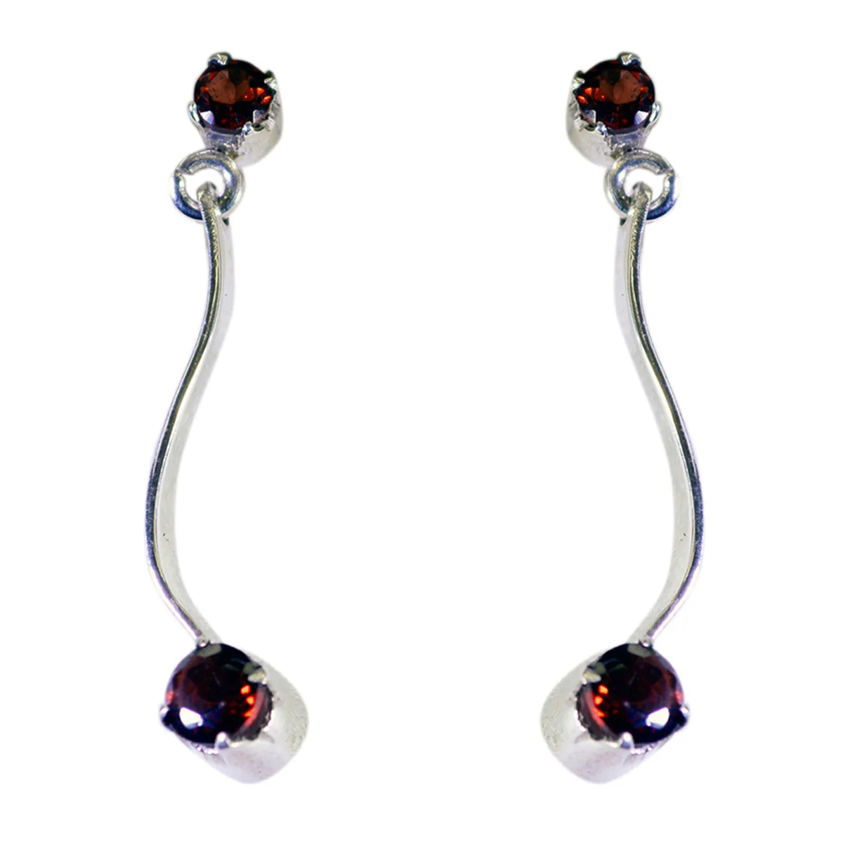 Garnet Japanese Ines multiple Stud Red Sterling Silver Earring - Image 2