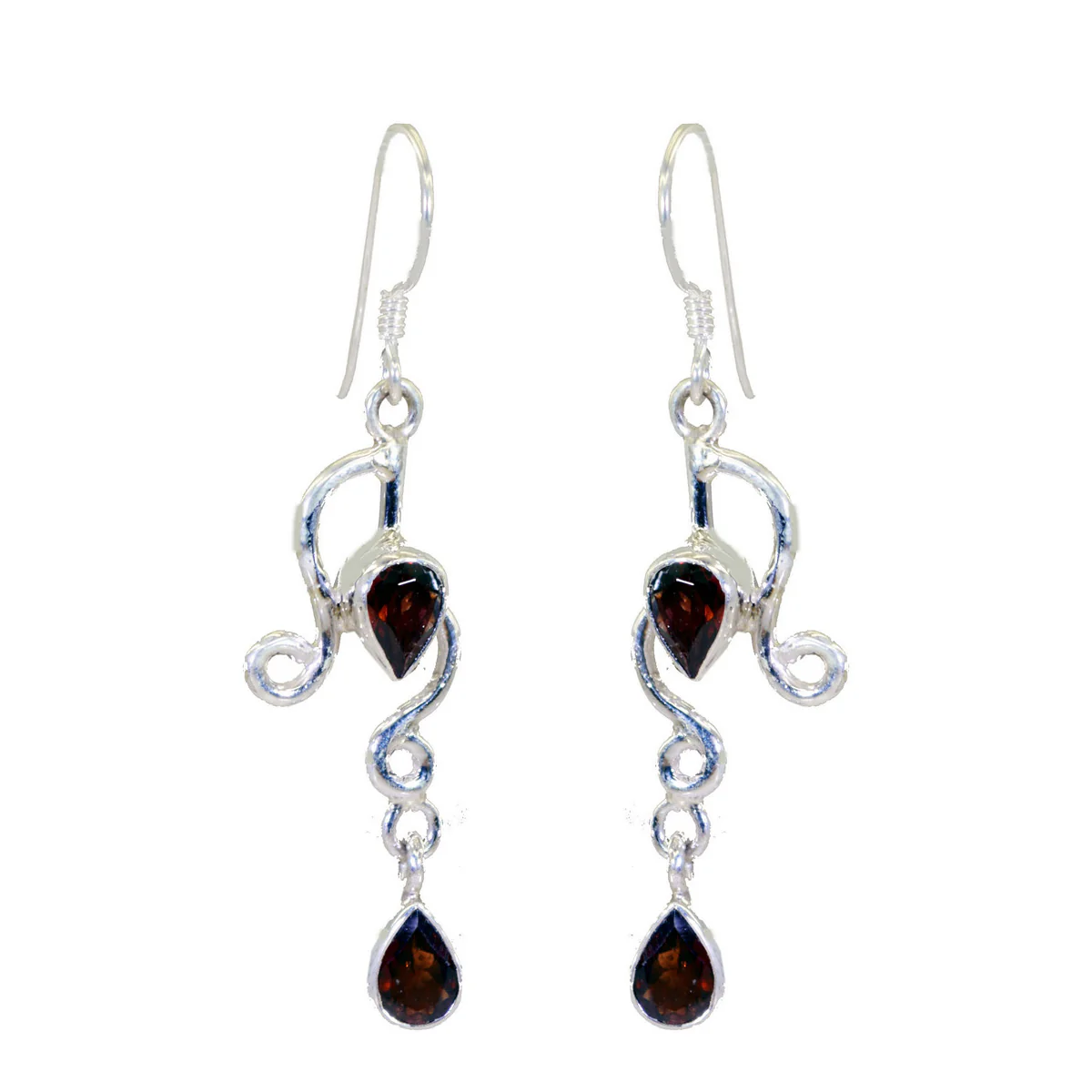 Garnet Korean Ella multiple Dangle Red 925 Silver Earring