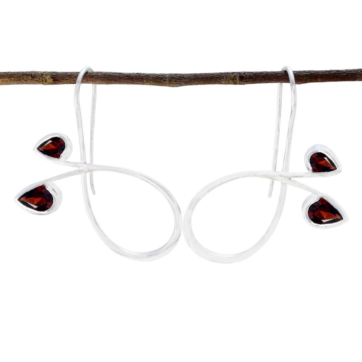 Garnet Korean Sakura multiple Dangle Red 925 Silver Earring