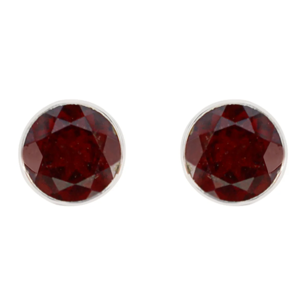 Garnet Korean Zoe Solitaire Stud Red 925 Sterling Silver Earring
