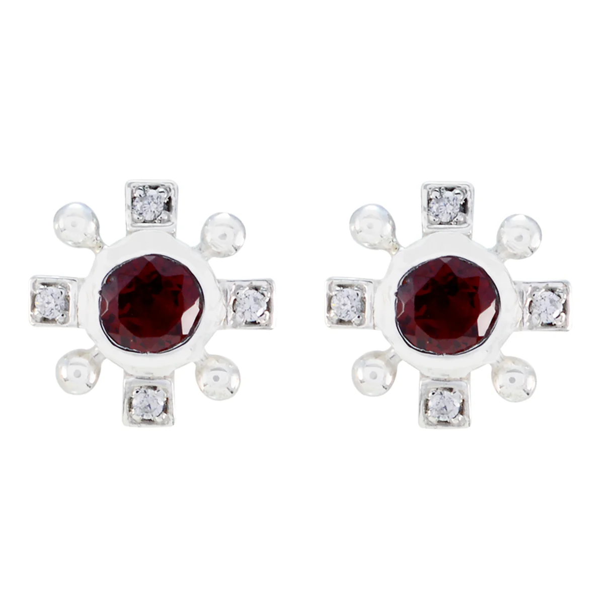 Garnet Latin American Camilla multiple Stud Red 925 Silver Earring