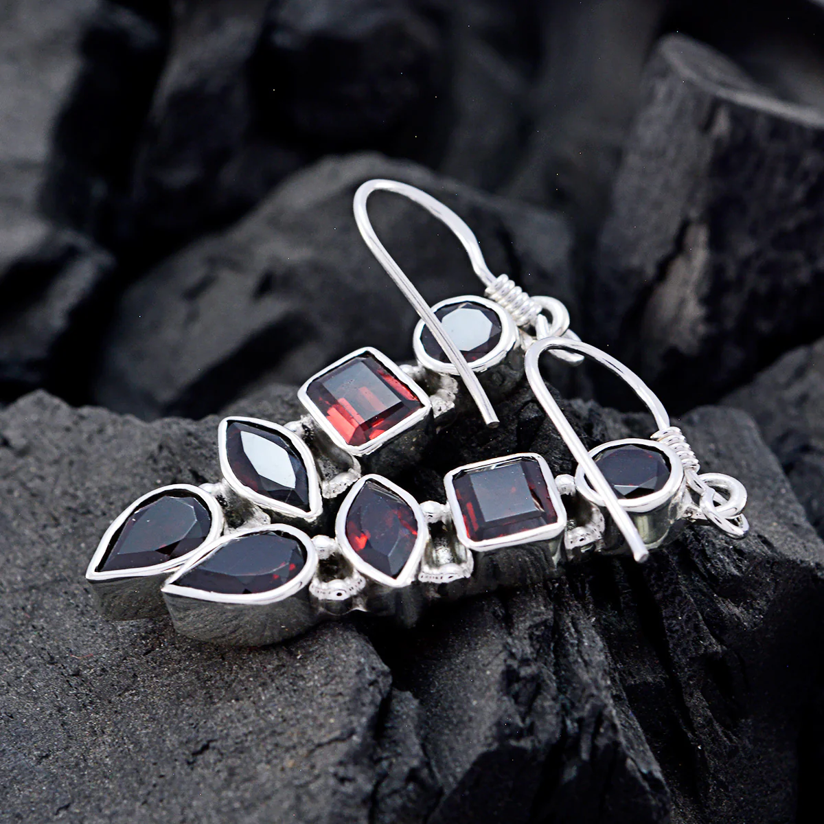 Garnet Latin American Emma multiple Dangle Red 92.5 Silver Earring - Image 3