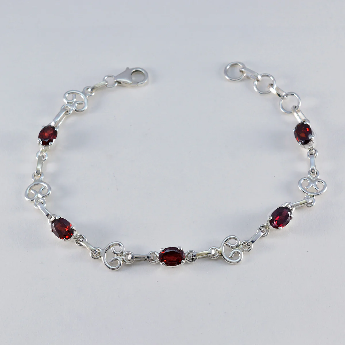 Garnet LGBT History Month Slim Red Silver Links Bracelet - Image 2