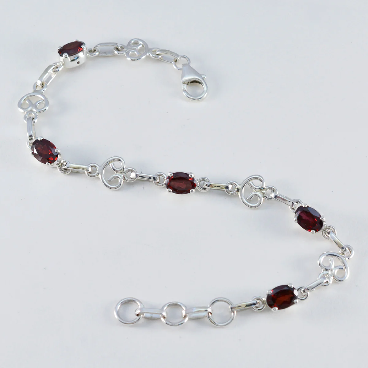 Garnet LGBT History Month Slim Red Silver Links Bracelet - Image 3