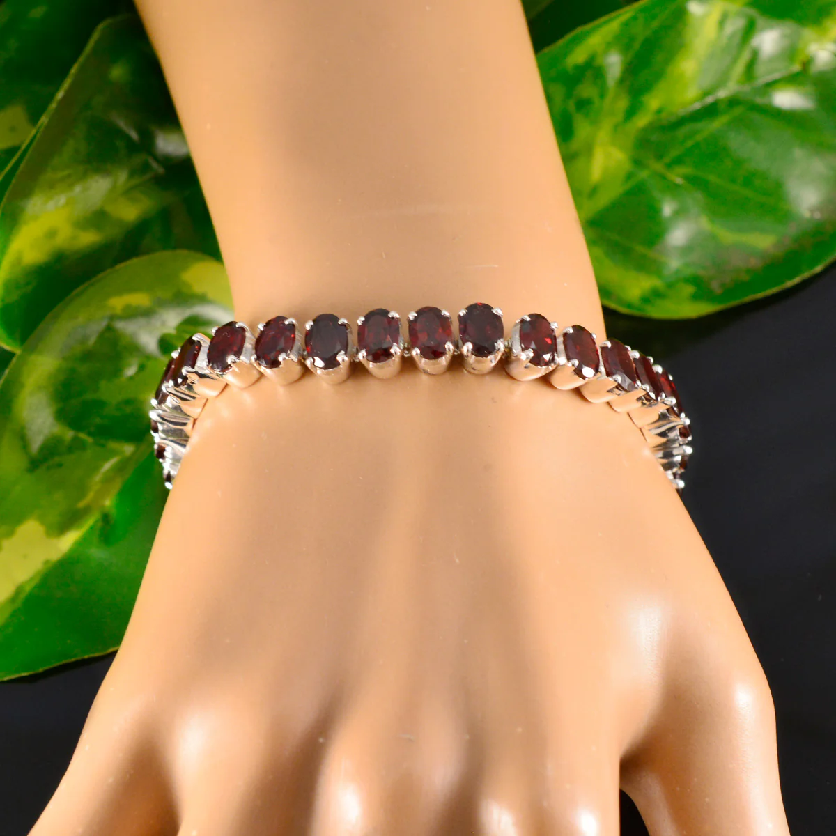 Garnet Lost Sock Memorial Day Mid-weight Red Silver Tennis Bracelet - Image 5