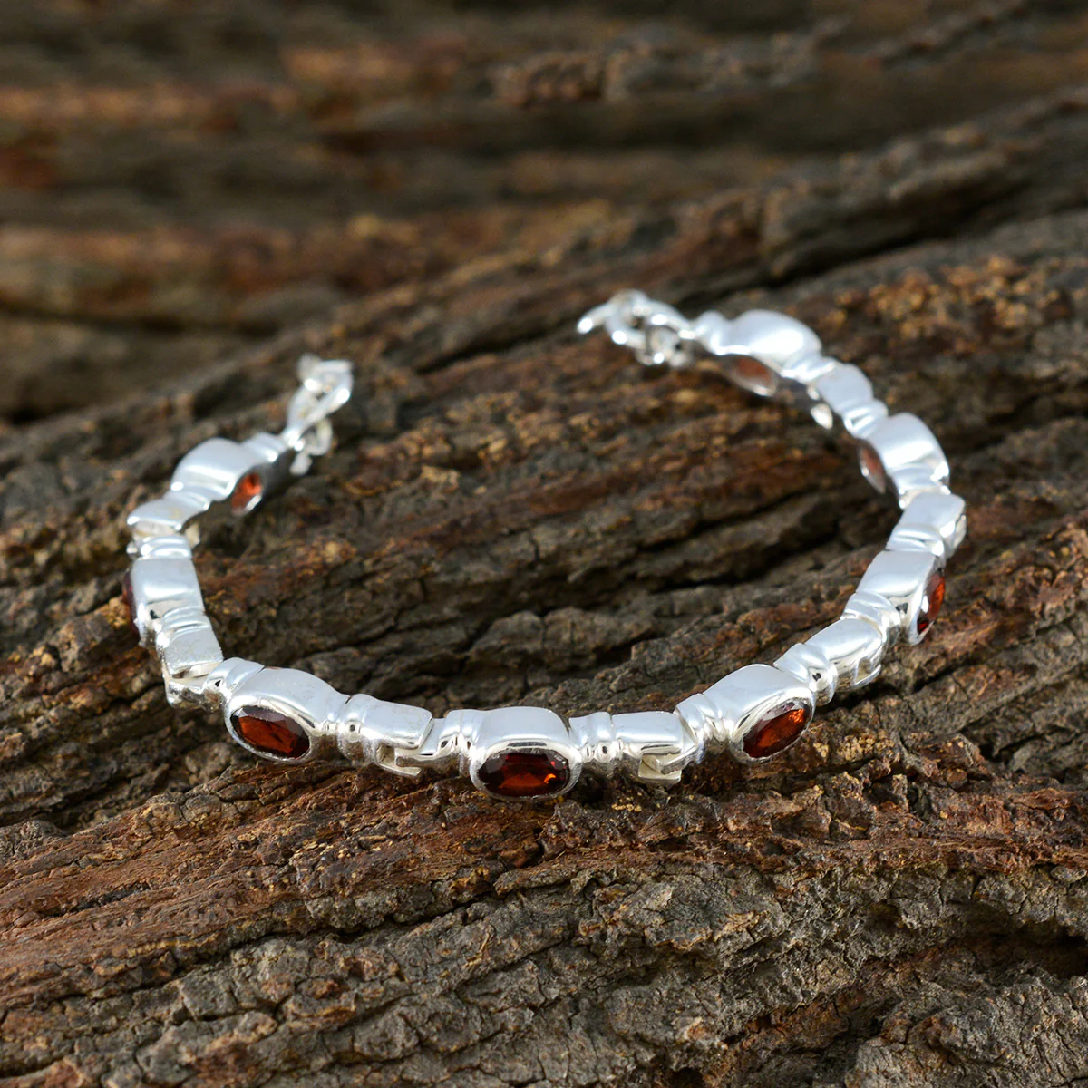 Garnet Lunar New Year Minimal Red 925 Silver Tennis Bracelet - Image 4