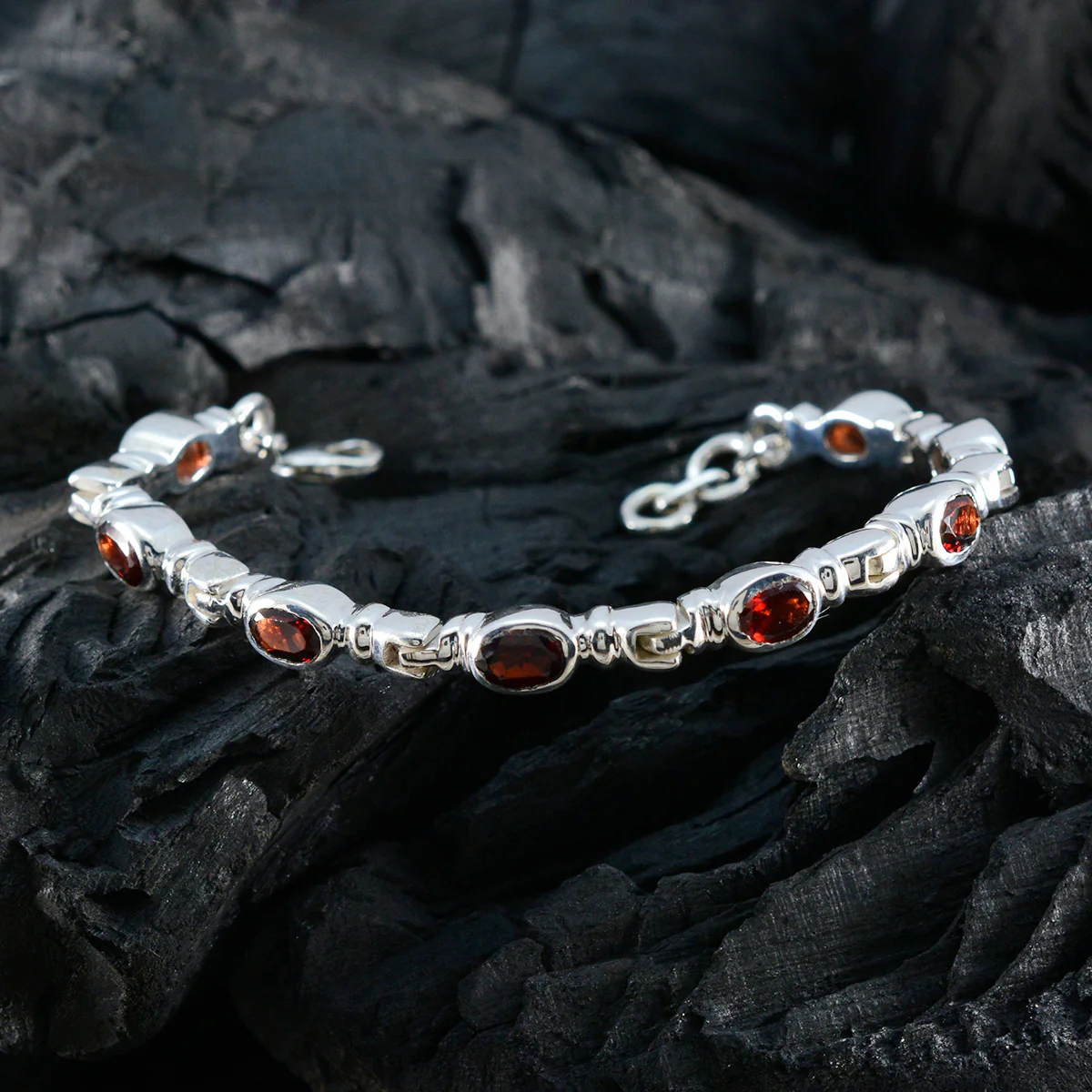 Garnet Lunar New Year Minimal Red 925 Silver Tennis Bracelet - Image 5