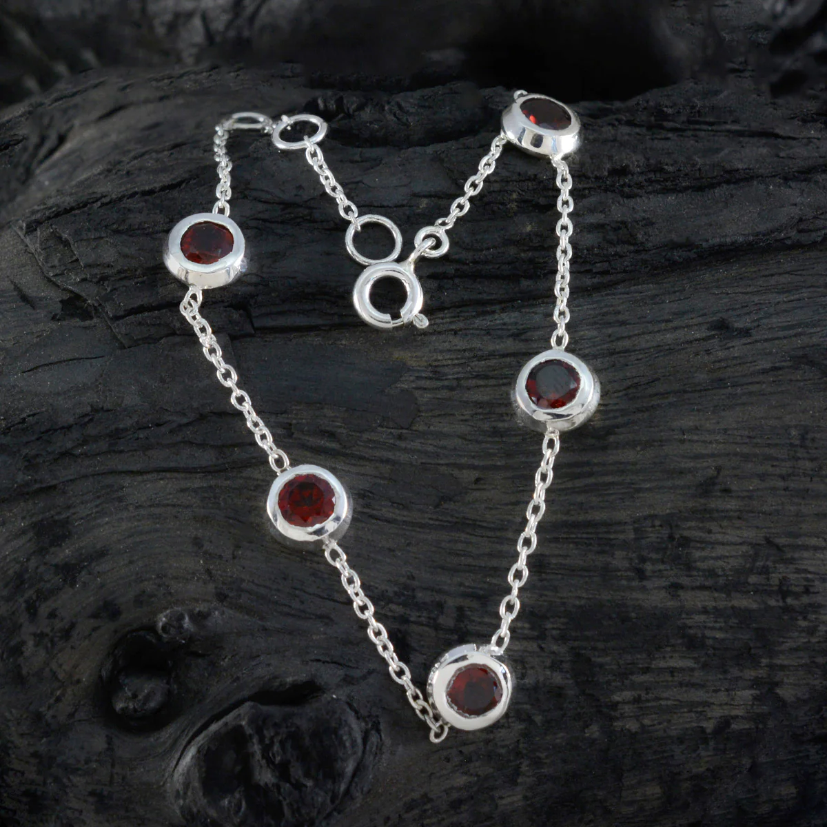 Garnet Melbourne Cup Minimalist Red 925 Silver Chain Bracelet - Image 4
