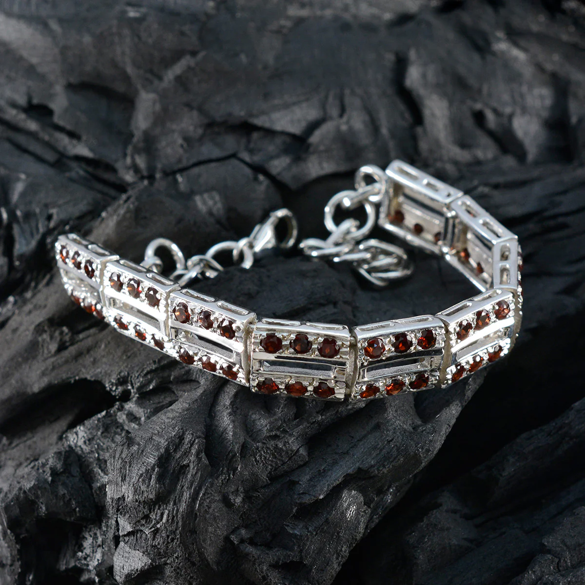 Garnet Memorial Day Minimal Red Sterling Silver Tennis Bracelet - Image 5