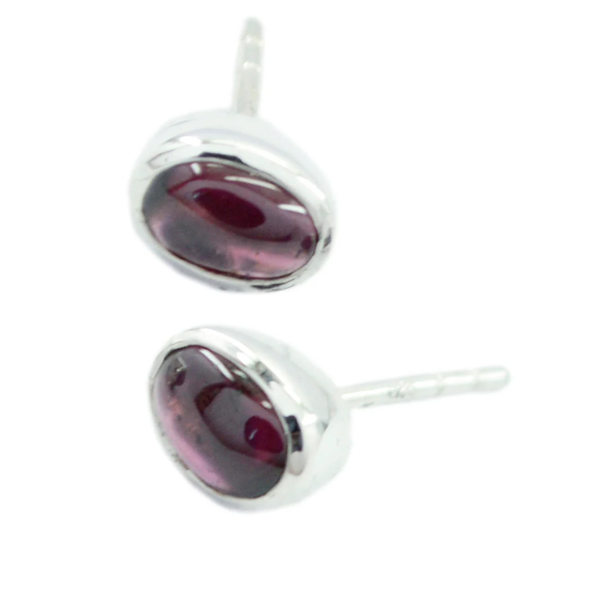 Garnet Mexican Bella Solitaire Stud Red 925 Silver Earring - Image 2