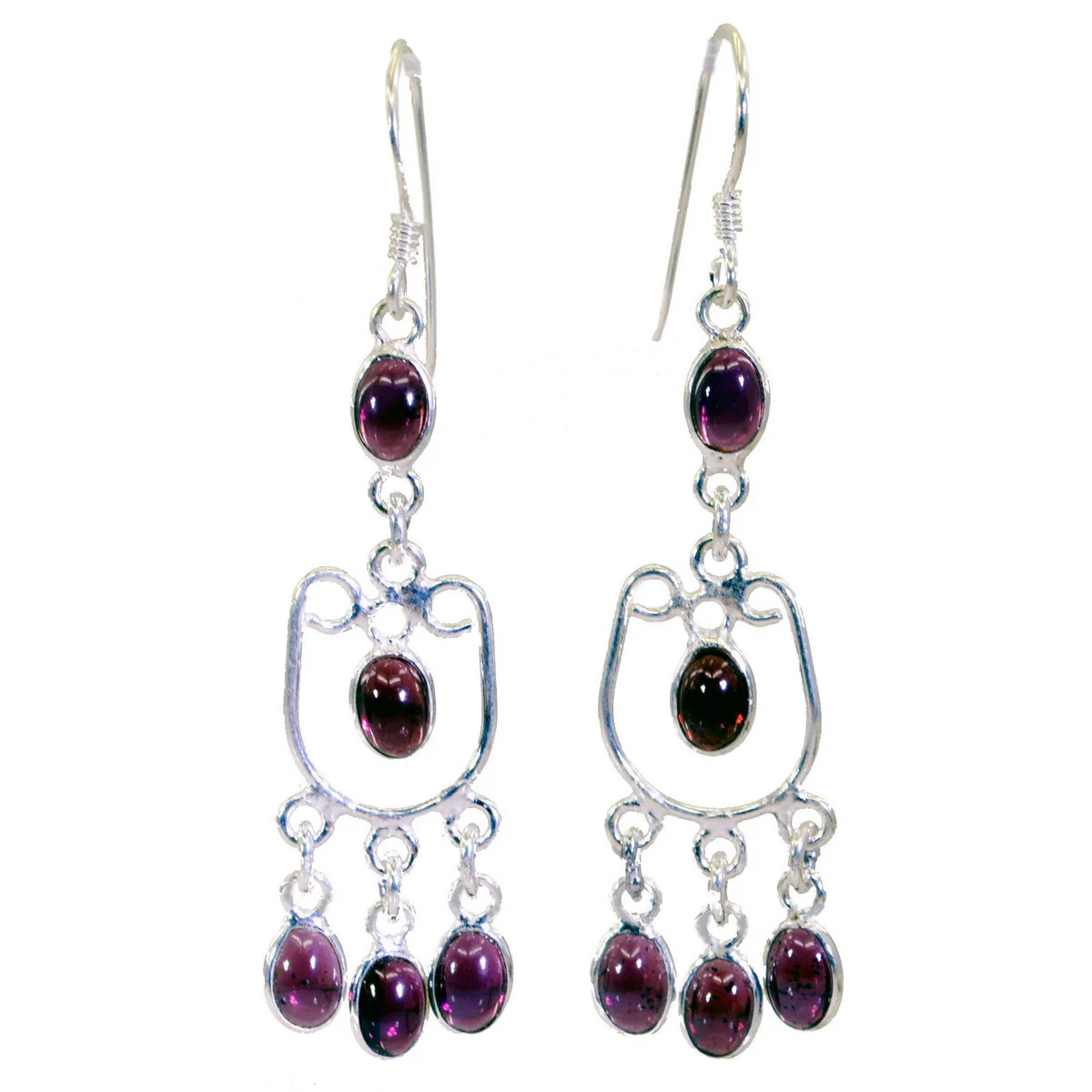 Garnet Mexican María multiple Dangle Red 92.5 Silver Earring