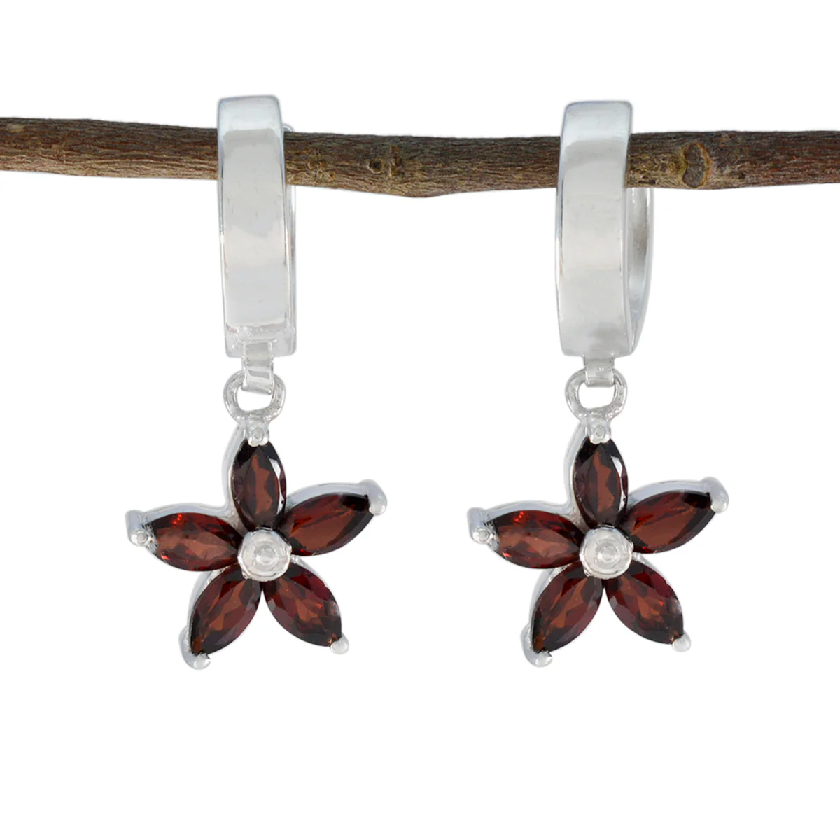 Garnet Mexican Nari multiple Dangle Red 925 Sterling Silver Earring - Image 2