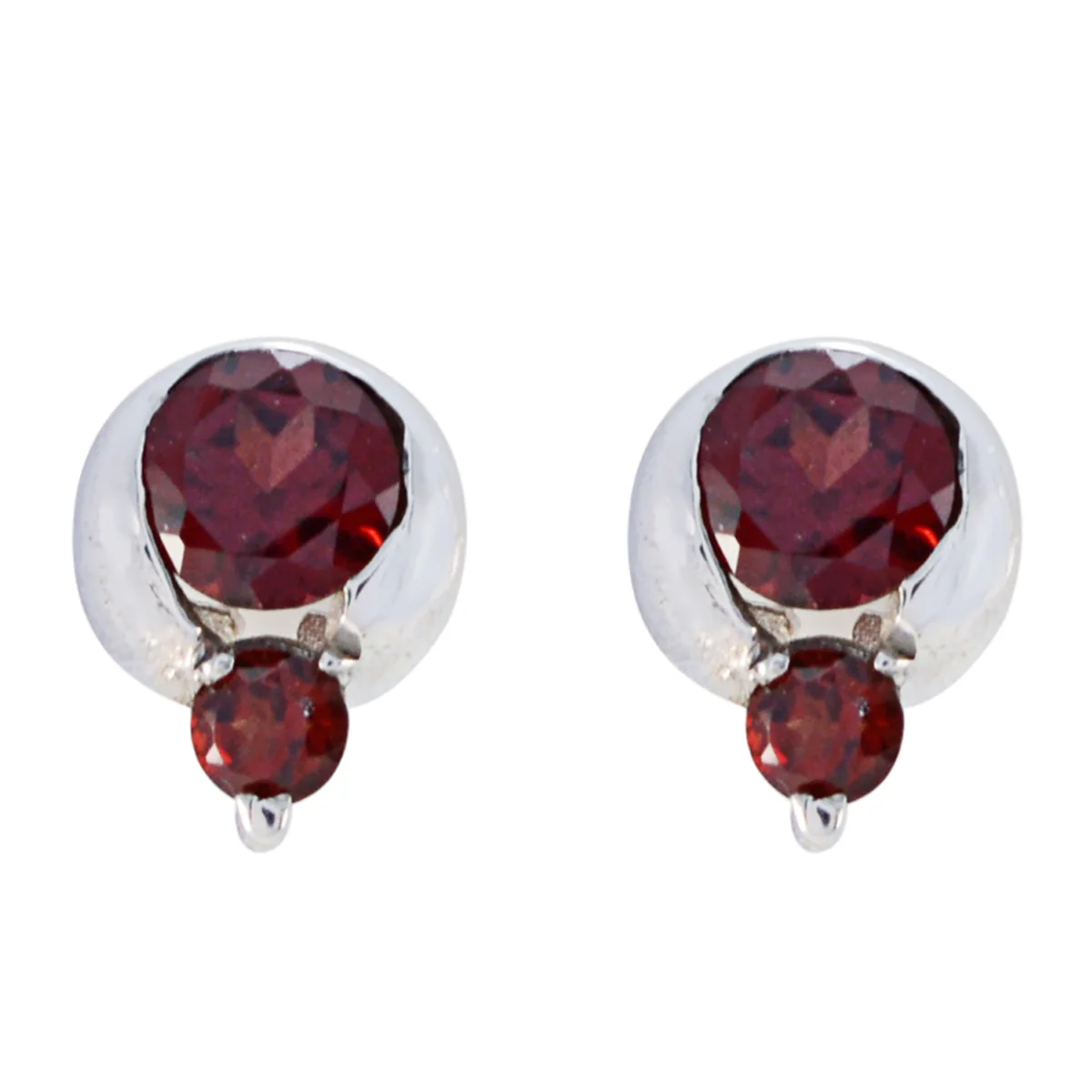 Garnet Middle Eastern Noelia multiple Stud Red Silver Earring