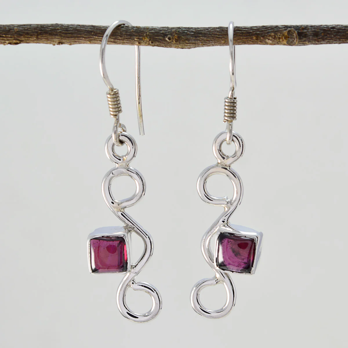 Garnet Moroccan Alina multiple Dangle Red 925 Silver Earring - Image 3