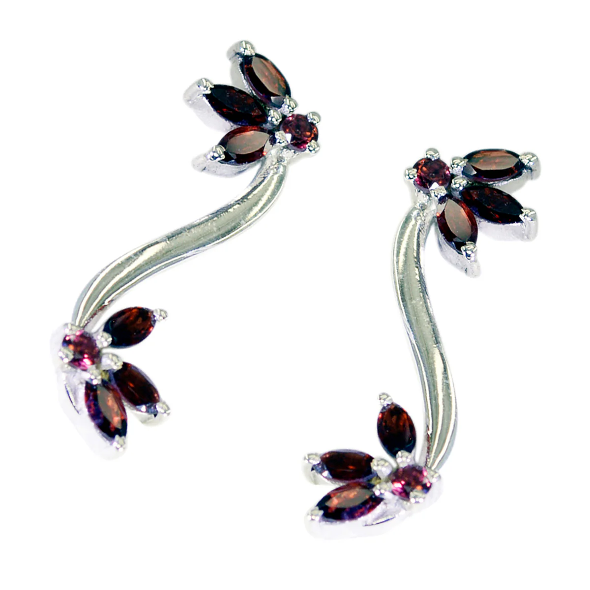 Garnet Moroccan Jia multiple Stud Red 925 Sterling Silver Earring - Image 2