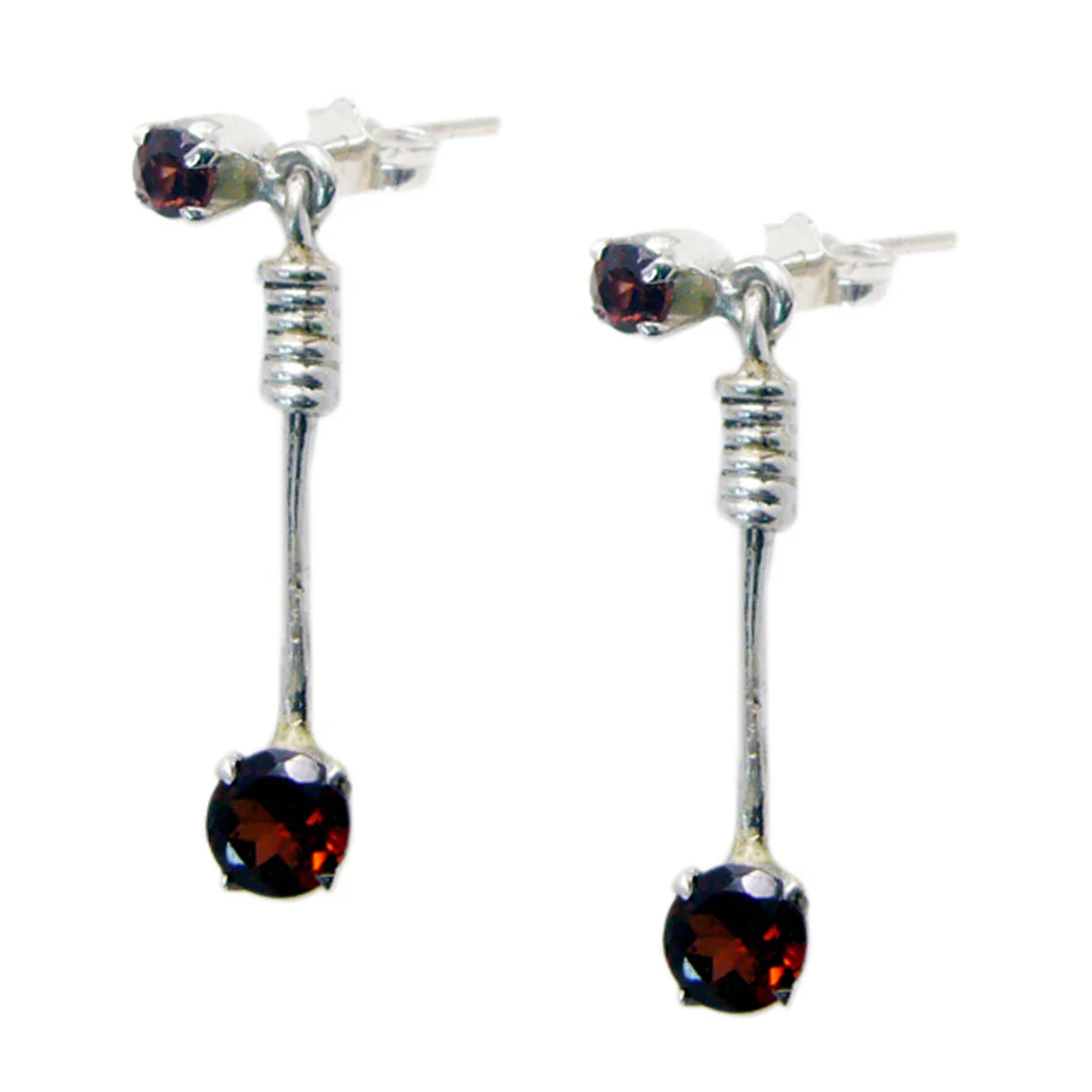 Garnet Moroccan Julieta multiple Stud Red 92.5 Silver Earring - Image 2