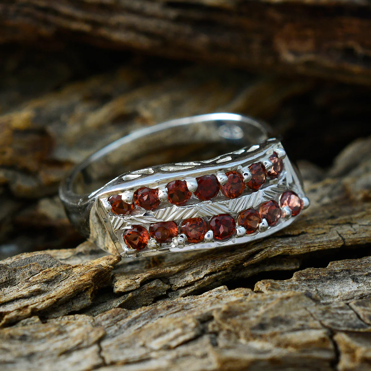Garnet multiple African 925 Silver Red Gems Minimal Luxurious Ring Jewellery - Image 3