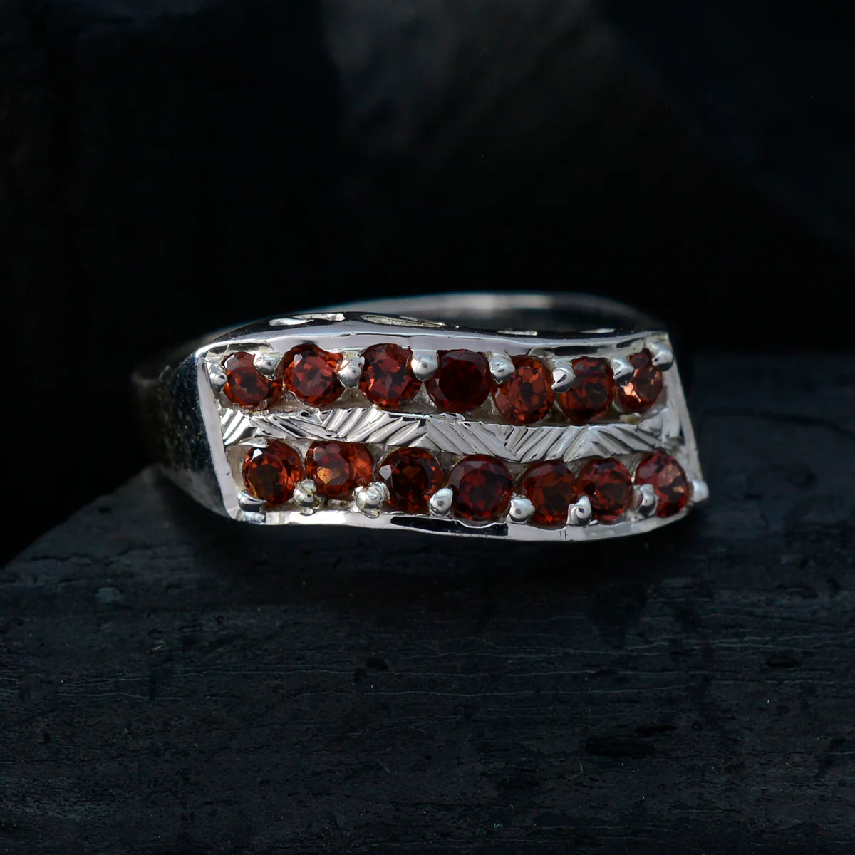 Garnet multiple African 925 Silver Red Gems Minimal Luxurious Ring Jewellery - Image 4