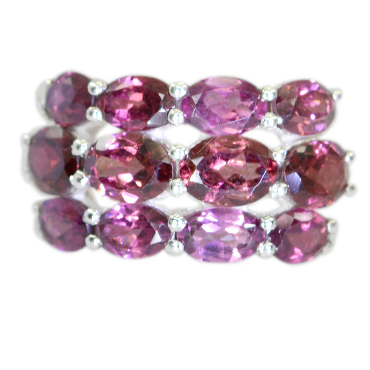Garnet multiple French Sterling Silver Red Gems Minimal Artisan Ring Jewelry