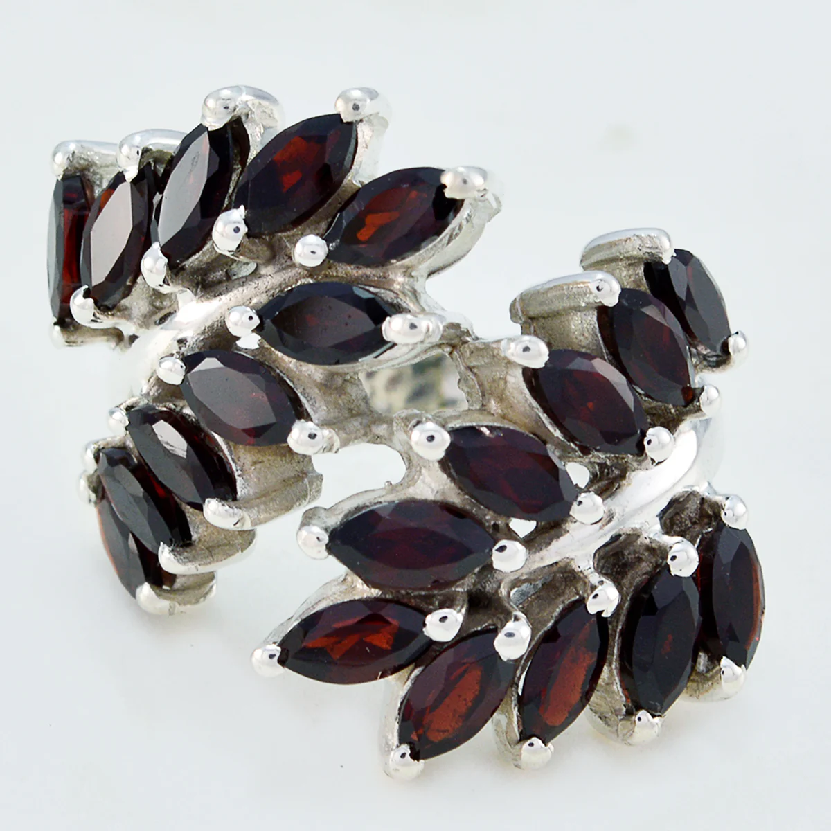 Garnet multiple French Sterling Silver Red Gemstones Chunky Vintage Ring Jewellery - Image 2