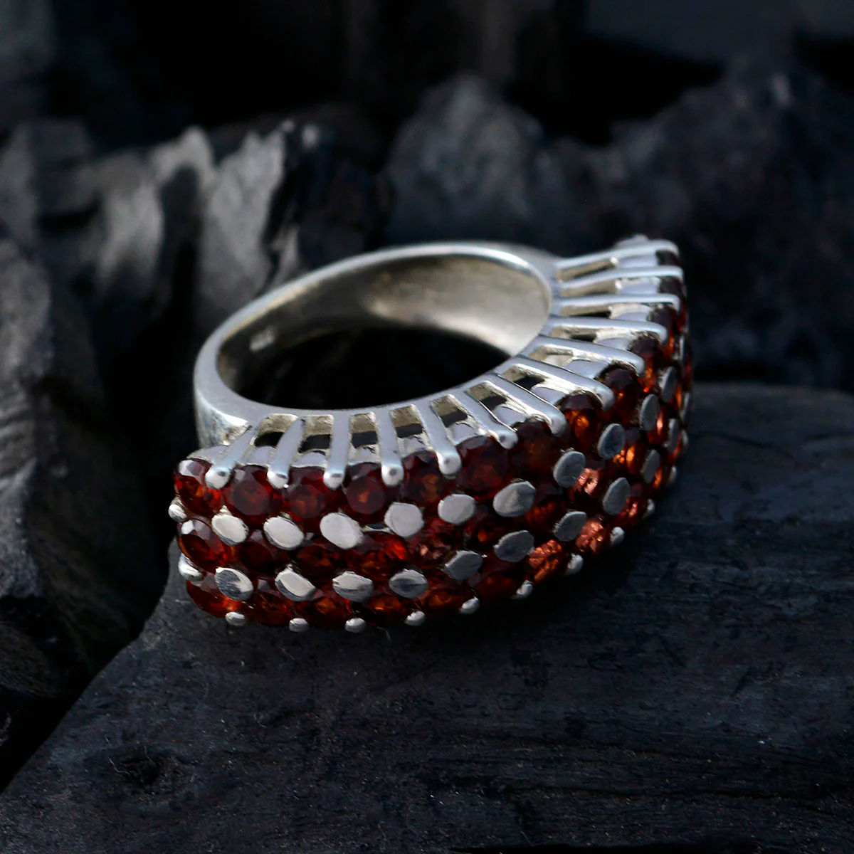 Garnet multiple Italian 925 Silver Red Gemstone Statement Victorian Ring Jewelry - Image 5