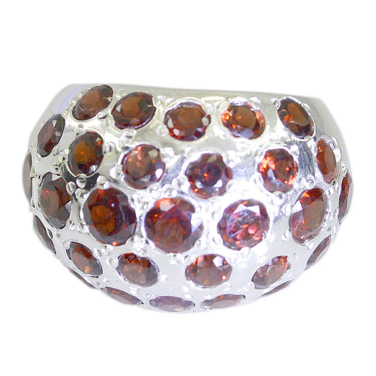 Garnet multiple Italian Sterling Silver Red Gems Chunky Signet Ring Jewellery - Image 2