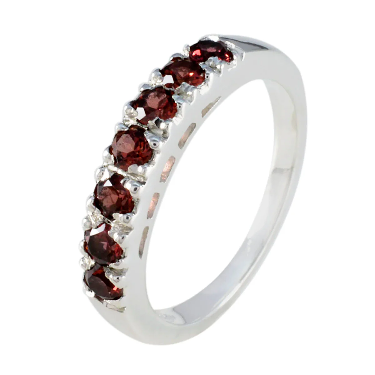 Garnet multiple Russian 925 Silver Red Gemstone Featherlight Retro Band Jewelry - Image 2