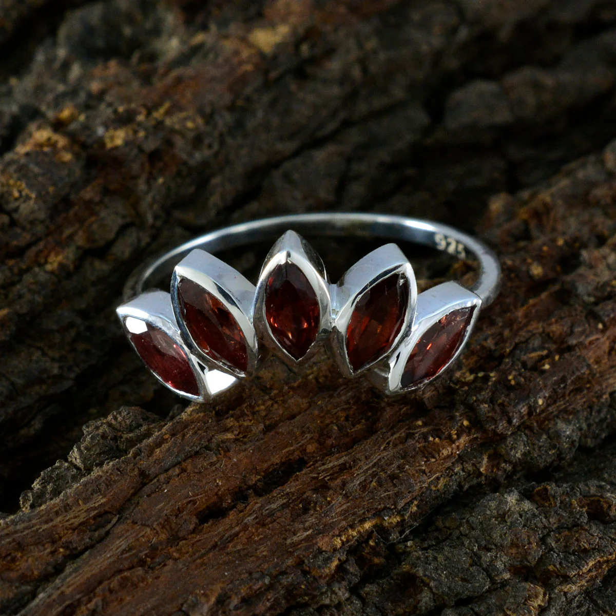 Garnet Penta Turkish 925 Silver Red Gemstone Delicate crown Ring Jewellery - Image 4