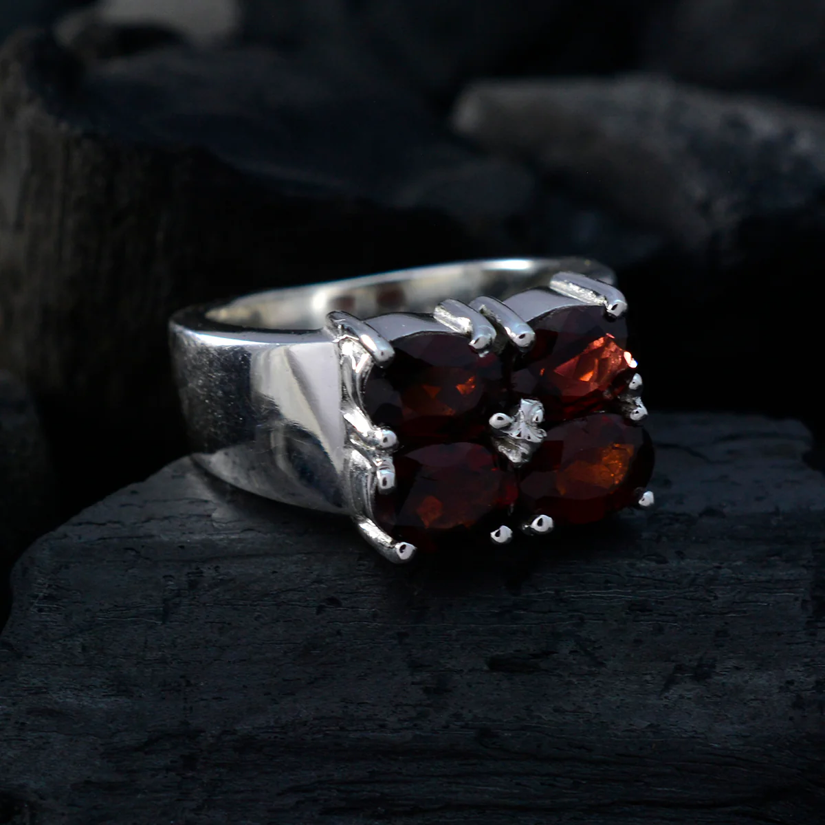 Garnet quarter German 92.5 Silver Red Gems Essential Trendy Ring Jewellery - Image 4
