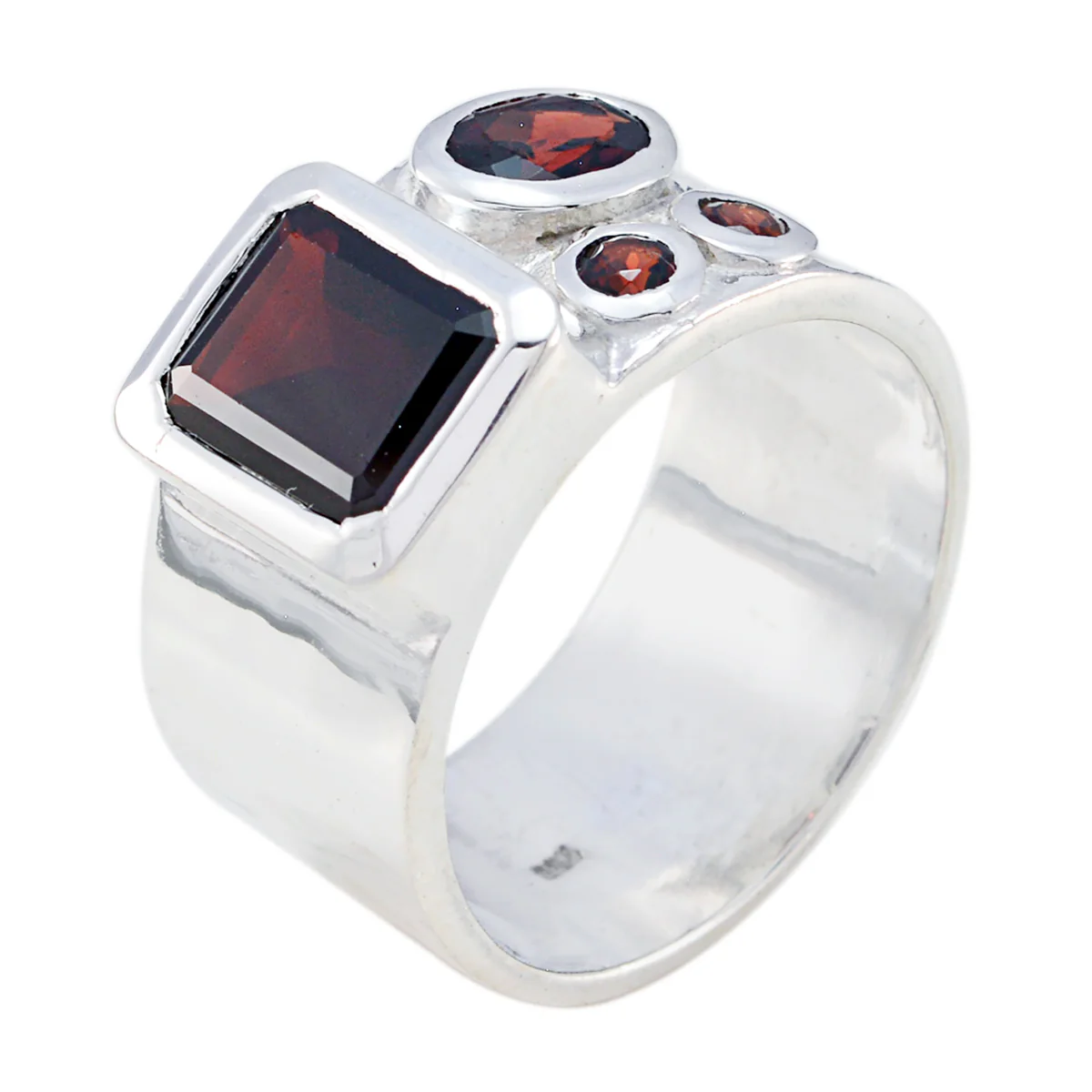 Garnet quarter Russian 925 Silver Red Gems Versatile Abstract Band Jewelry - Image 2