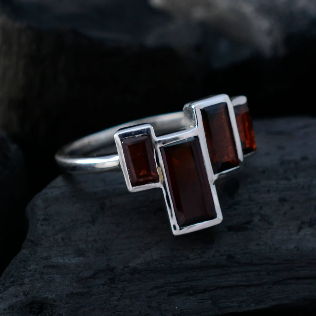 Garnet quarter Russian Sterling Silver Red Gemstones Featherlight Cultural Ring Jewelry - Image 4