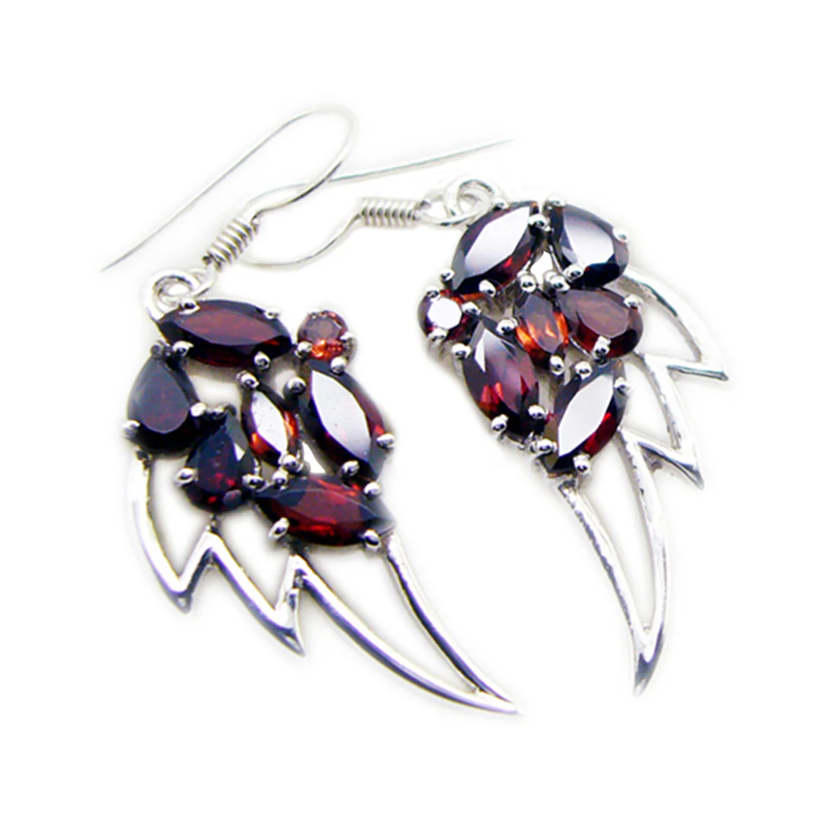 Garnet Russian Addison multiple Dangle Red Sterling Silver Earring - Image 3