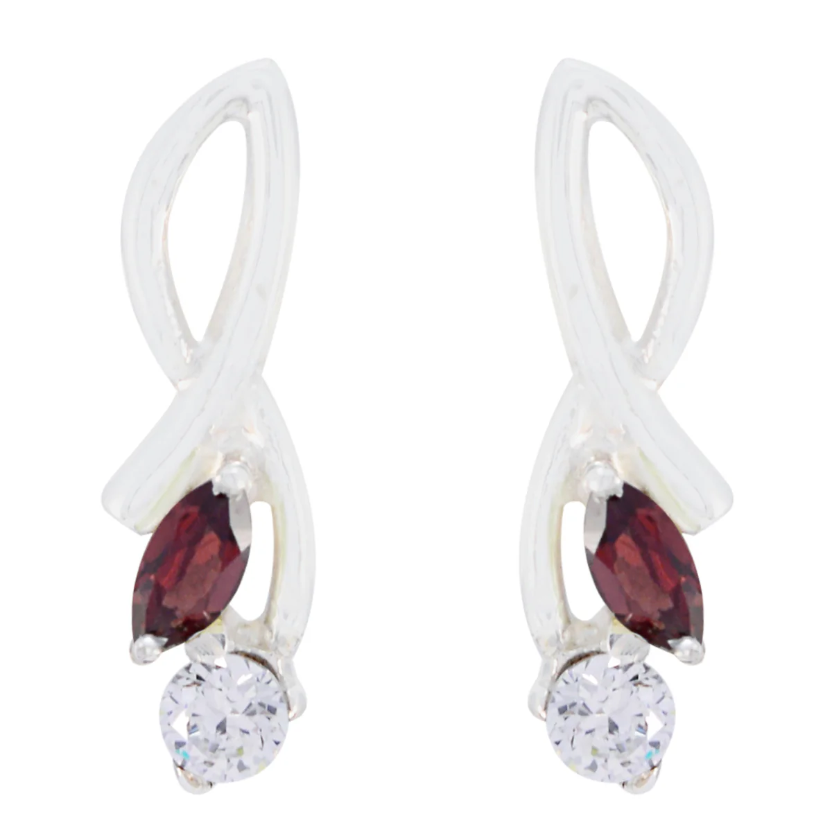 Garnet Russian Ana multiple Stud Red 925 Silver Earring