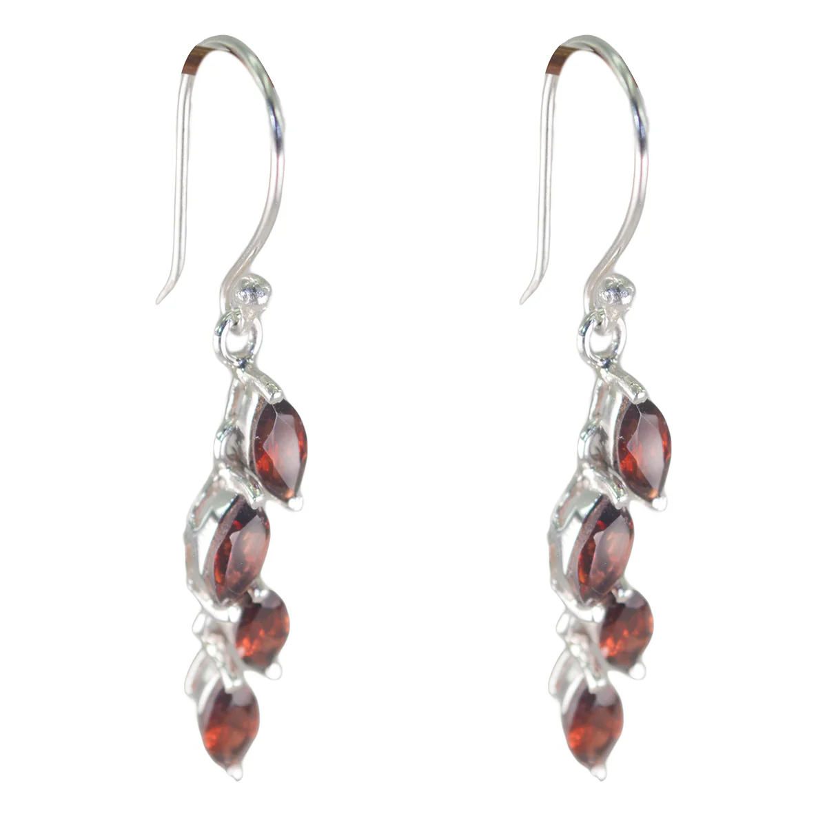 Garnet Russian Hanna multiple Dangle Red 925 Silver Earring