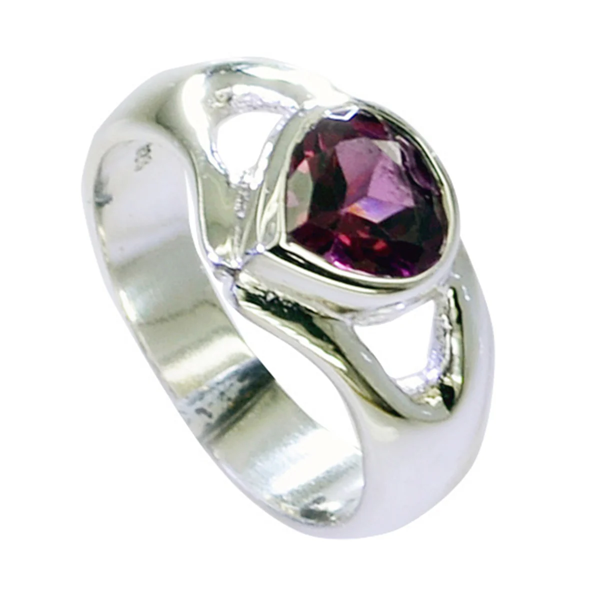 Garnet Solitaire African 92.5 Silver Red Gemstones Tiny Glamorous Ring Jewelry